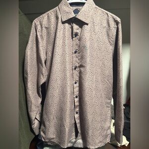 Men's Patterned Button-Up Shirt - Small